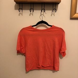 Top Shop neon coral cropped t-shirt